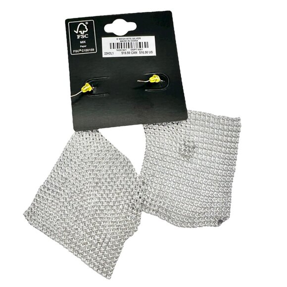 Torrid Silver Mesh Kite Earrings with Fishhook Backs Shimmer Lightweight NEW - Picture 3 of 6